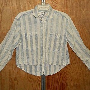#1527 VTG 90's Andrews Blues Striped Denim Shirt  Button Top Sm